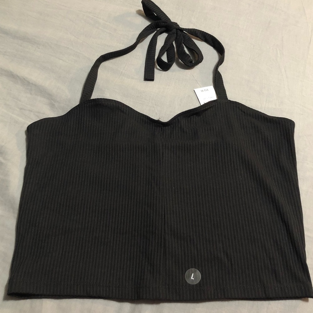 Black Cropped Halter Top- Size L